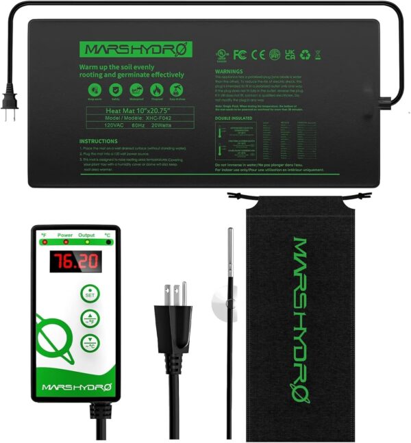 Mars Hydro 25X52cm Pflanzen-Heizmatte mit integriertem Digitalthermostat
