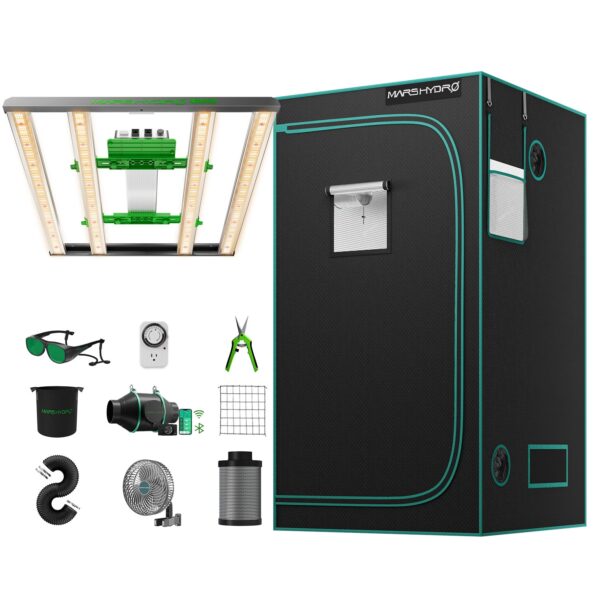 Mars Hydro Smart FC3000-EVO 300W LED-Wachstumslicht + 100x100cm Wachsendes Zelt + 4“ iFresh Vollständige Lüfter-Kits