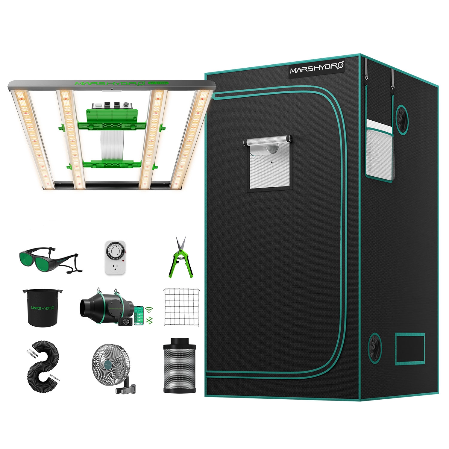 Mars Hydro FC-E3000 300W wachsen Lichter LED +100x100x180cm Zelt+4“ iFresh Fan Kits