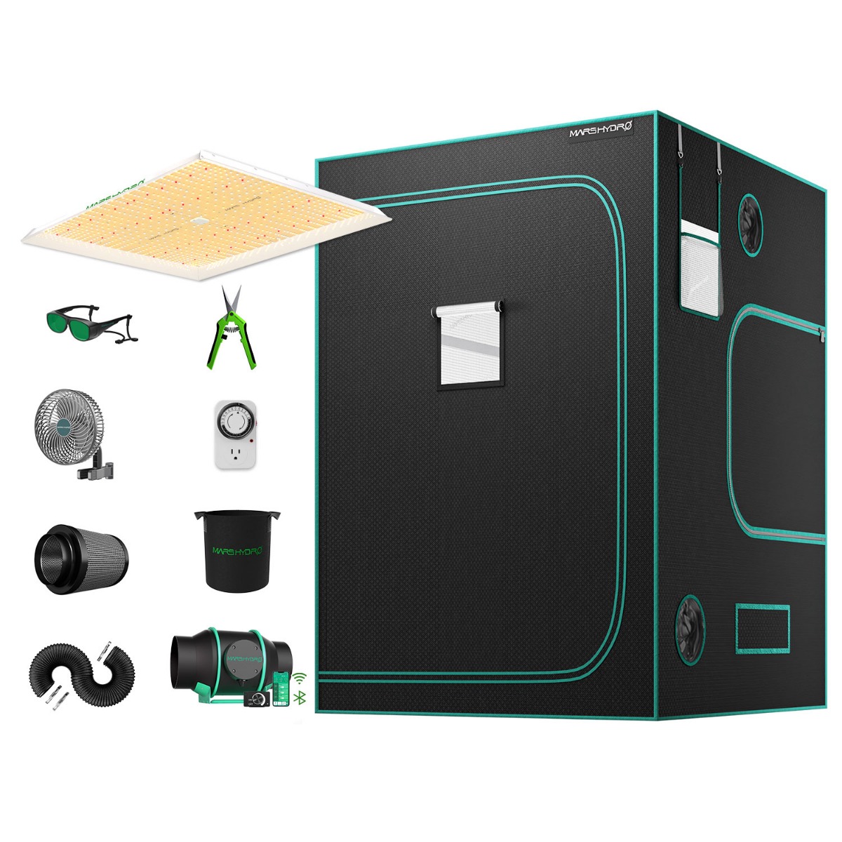 Mars Hydro TS 3000 450w Lpflanzenlampe led+150x150x200cm grow zelt+ 6” iFresh Fan Kits